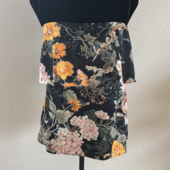 WAYF Strapless Tiered Flowing Floral Print Top 0101 - Picture 4 of 12